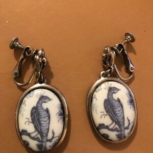 Vintage Peacock Clip-On Earrings
